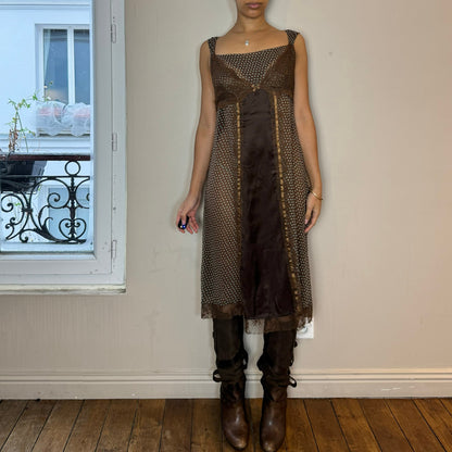 Vintage 00s Brown Silk Dress (M)