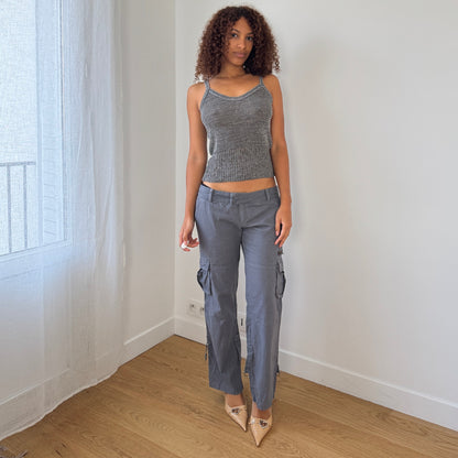 Vintage Euro slate gray low-rise cargo pants with flap pockets (Small)