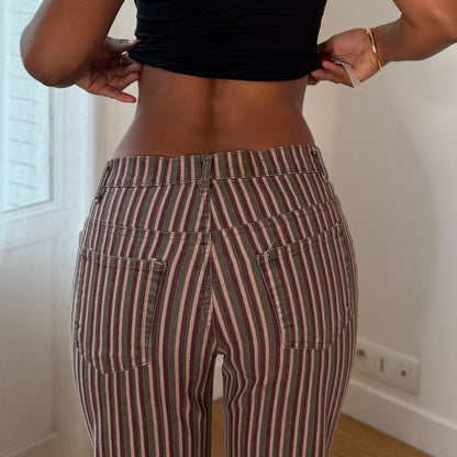 Vintage Euro Striped Low Rise Flare Jeans (S)