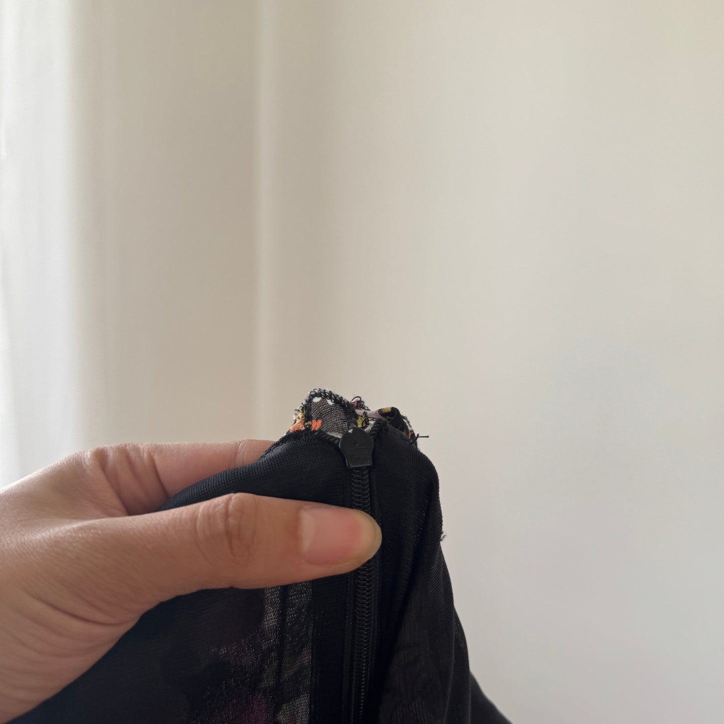 Vintage Italian Patchwork Floral Mesh Dress with Ruffle Hem (M)