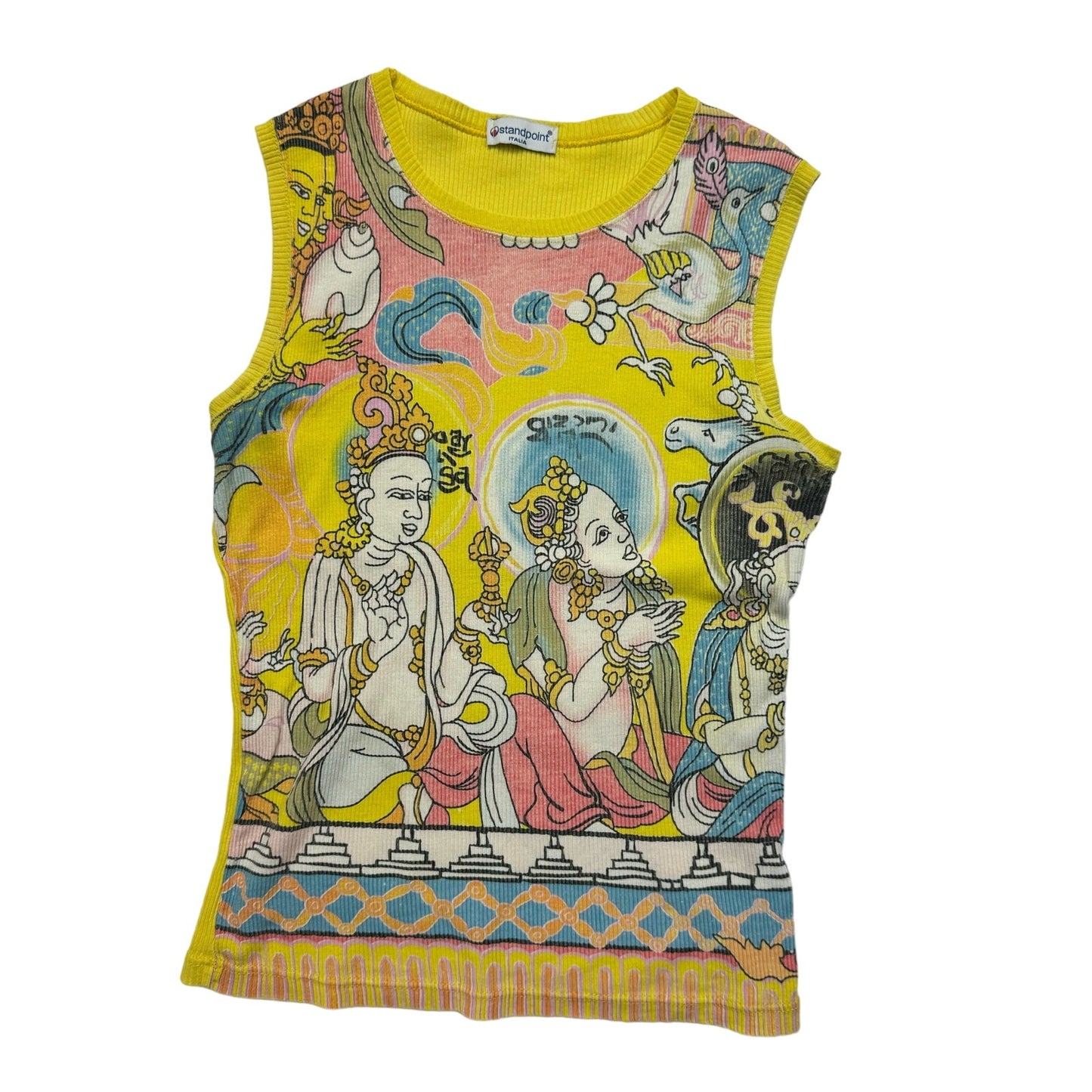 Vintage 00s yellow graphic baby tank (S)