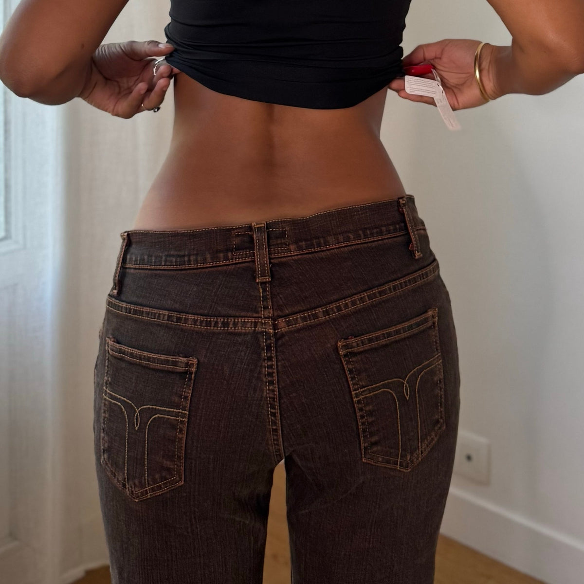 Vintage Italian Brown Low Rise Flare Jeans (S)