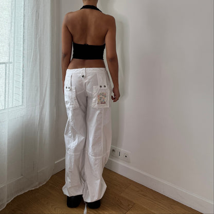 Vintage White Cargo Parachute Pants (S) ⠀