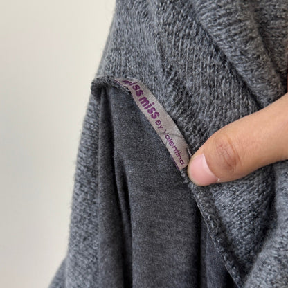 Vintage euro grey slinky long sleeve top with knit cowl neckline (S/M)