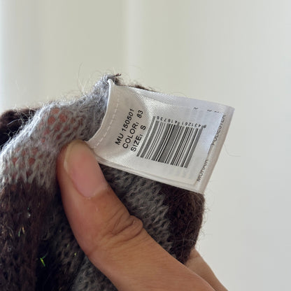 Vintage Muchacha brown & taupe diagonal stripe mohair-blend turtleneck with metallic thread (Small)
