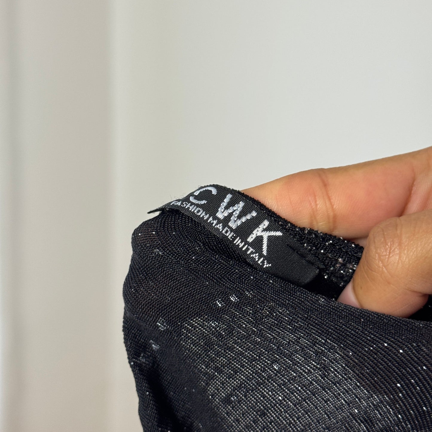 Vintage Italian black rhinestone-speckled halter top (M)