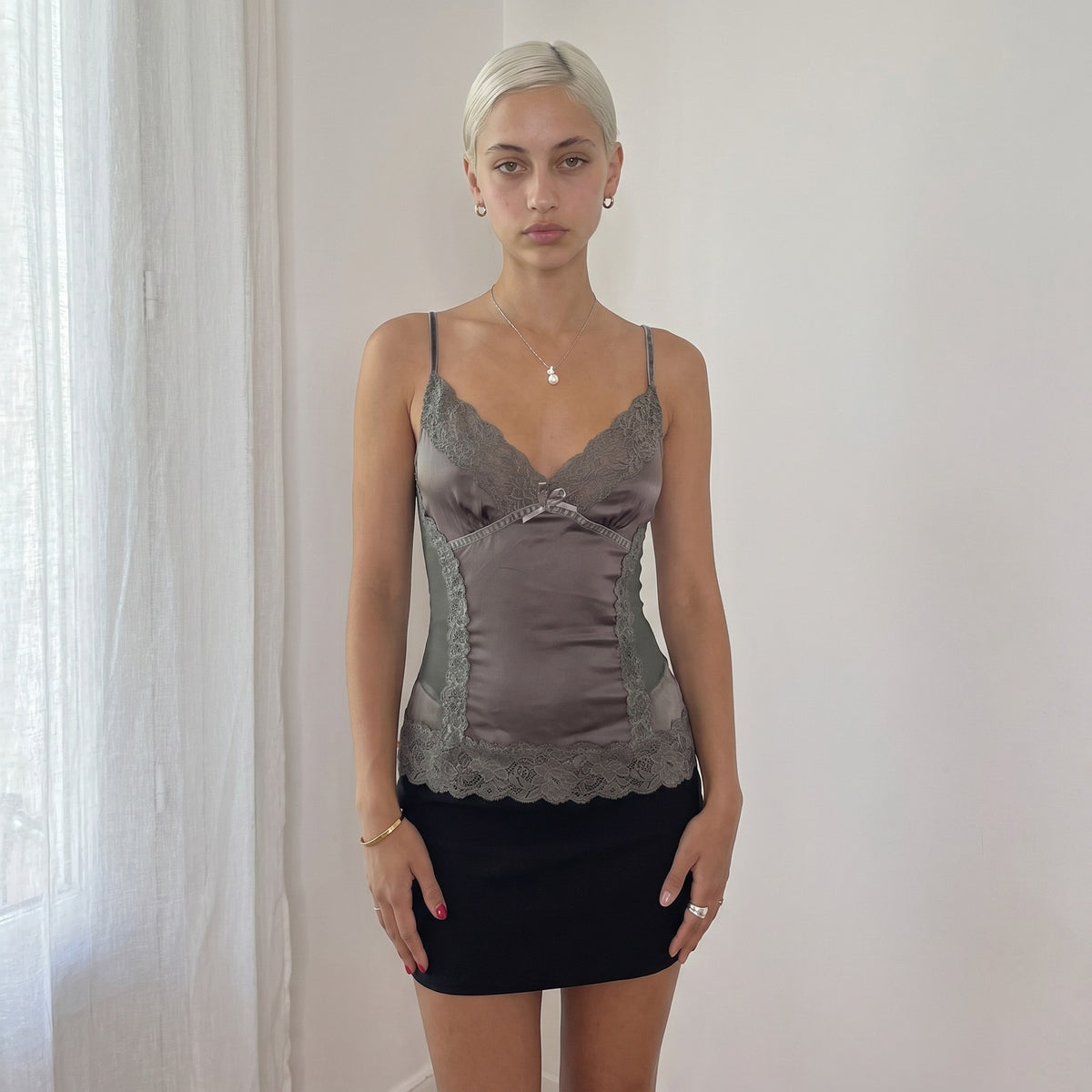 Vintage Italian Silk Satin Cami (S)