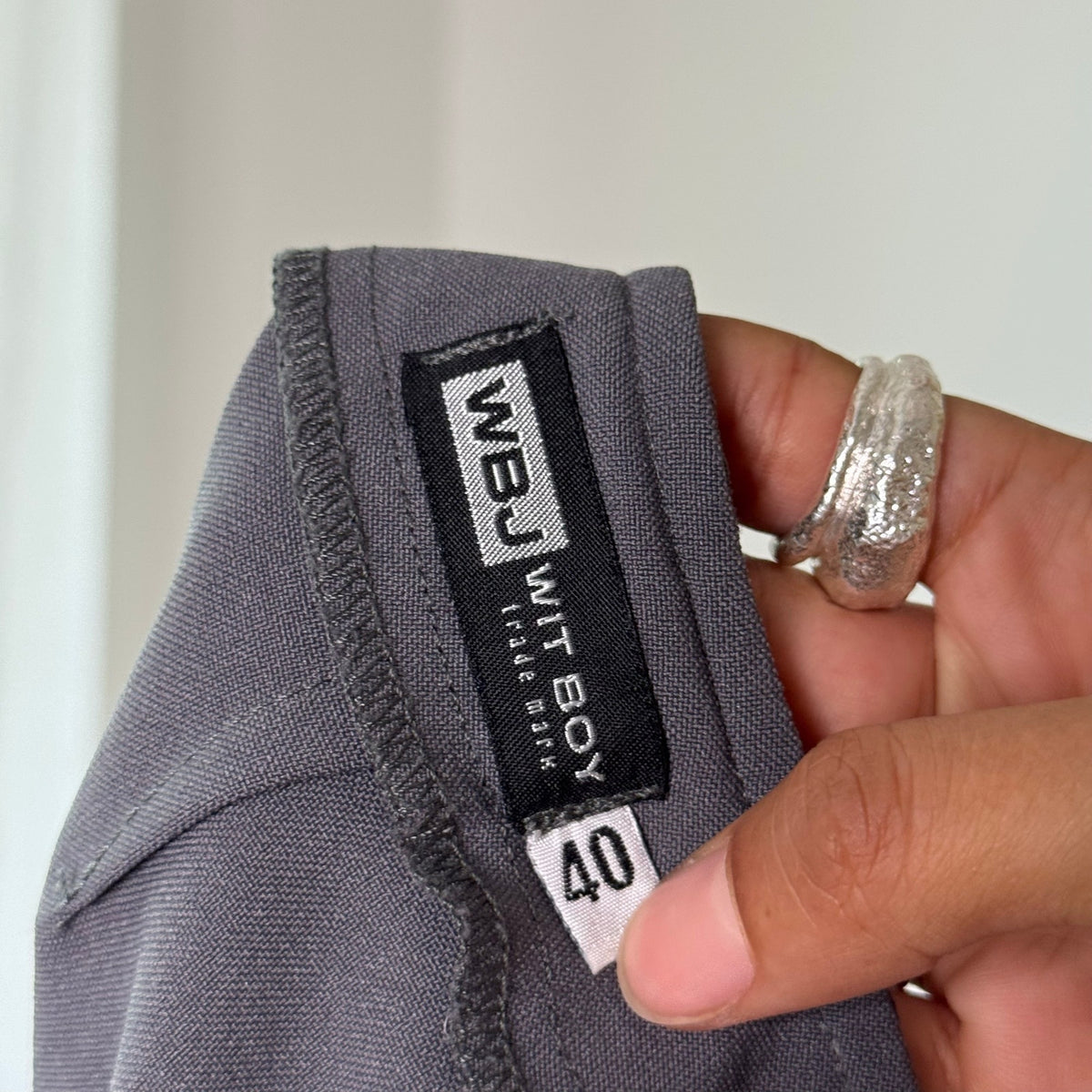 Vintage Italian Grey Low Rise Mini Skirt Side Slit Y2K (XS)