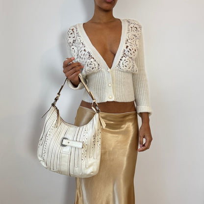 Vintage Sisley Ivory Leather Bag