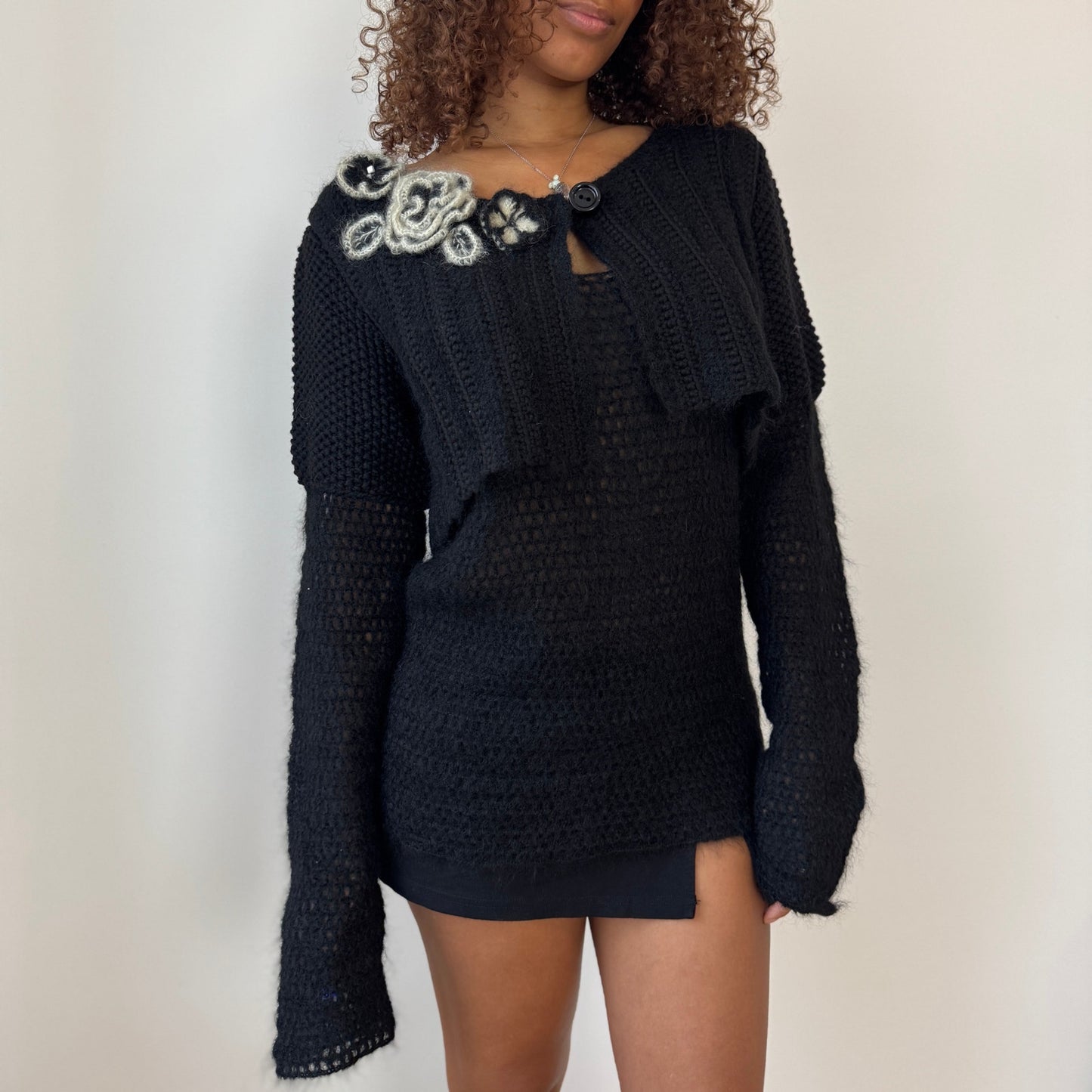 Italian Vintage Crochet-knit Tank & Cardigan (M/L)