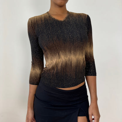 Italian Vintage Slinky Shimmer Lurex 3/4-Sleeve Top (Small)