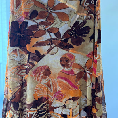 Vintage Abstract Tribal Mesh Maxi Skirt Rare Archive Print French Vintage (S) ⠀