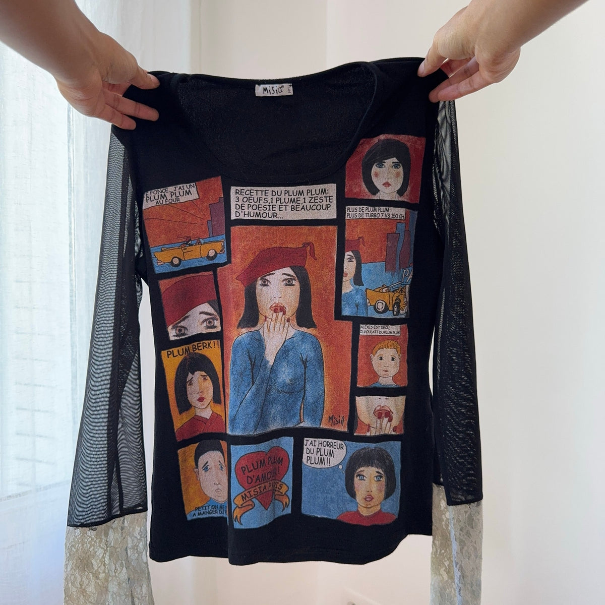 Misia Paris Vintage Comic Print Mesh Top