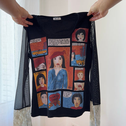 Misia Paris Vintage Comic Print Mesh Top