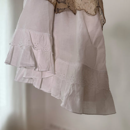 Vintage Beige Cream Snakeskin 100% Silk Ruffle Midi Skirt Italian Y2K (S)