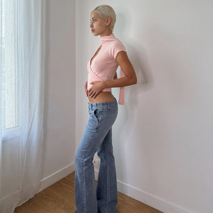 Vintage Low Rise Light Wash Flare Jeans (S)