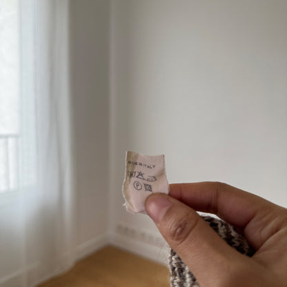 Vintage French Taupe Ribbed Knit Sweater Wool Alpaca Blend (S)