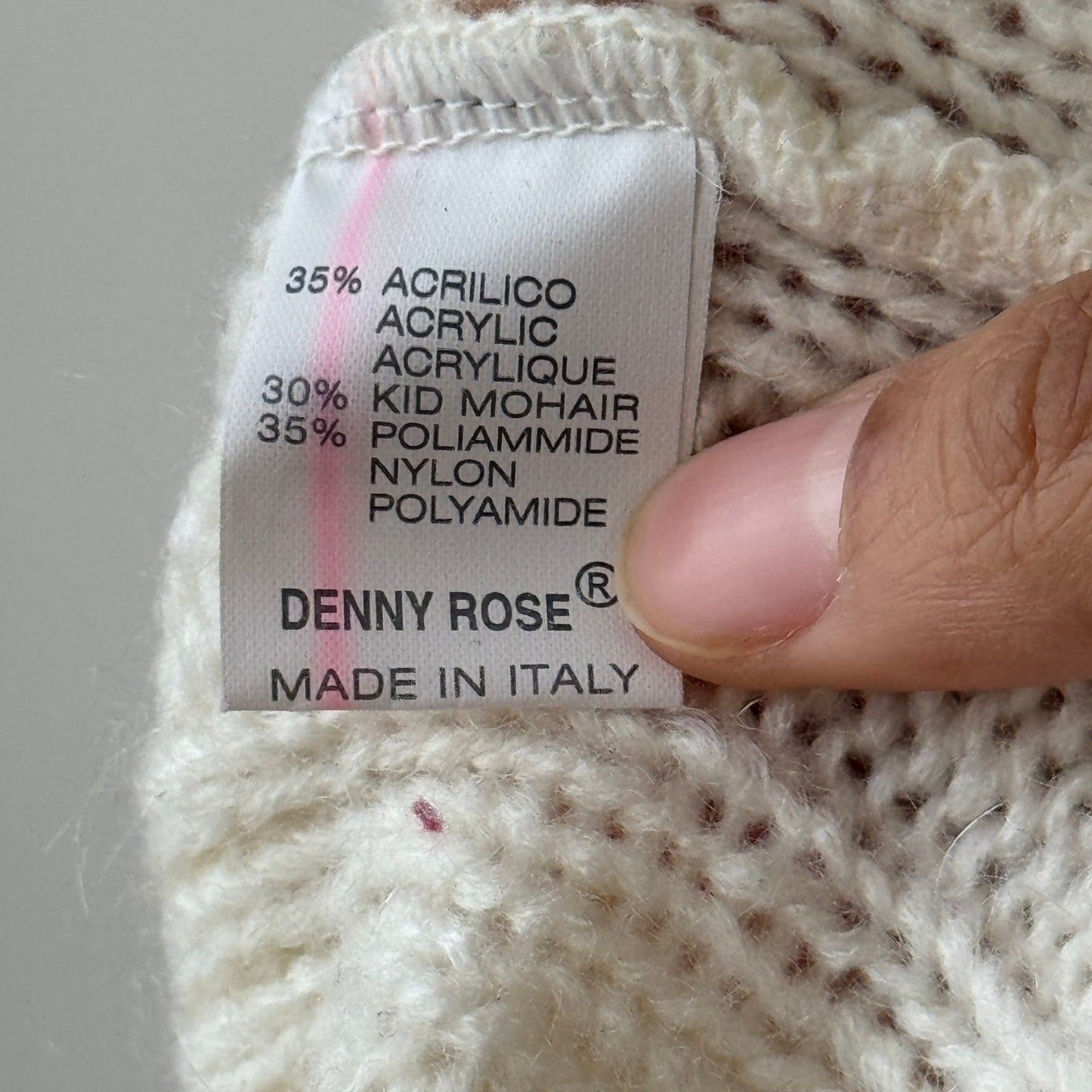 Vintage Italian cream cropped kid mohair blend knit cardigan by Denny Rose (S)