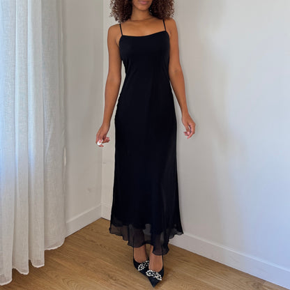 Italian Vintage Black Mesh Slip Dress (XS/S)