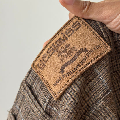 Vintage Euro brown plaid wool capri pants (XS/S)