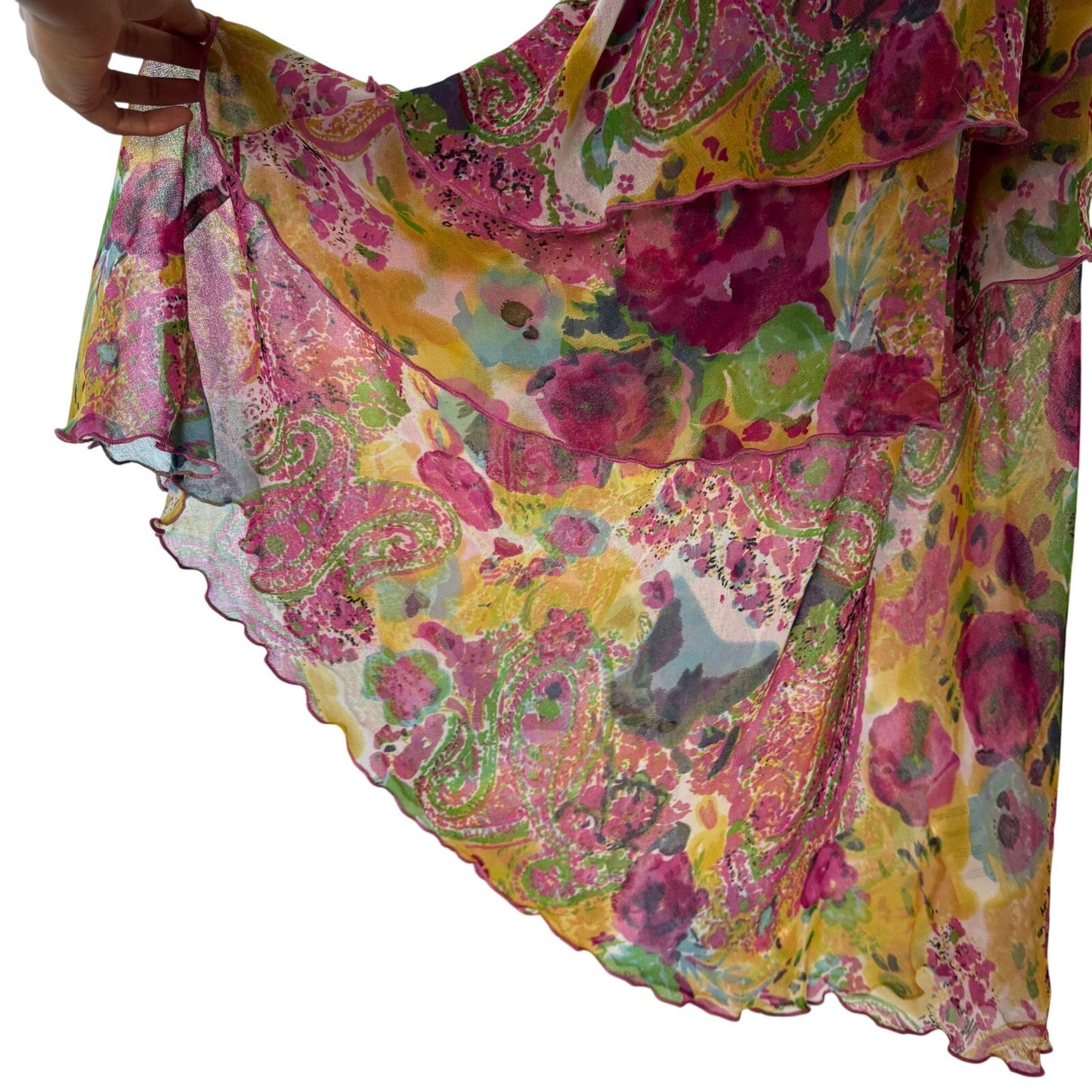 Euro Vintage Floral Mesh Maxi Dress (M)