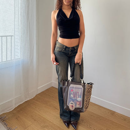 Vintage Barbara Rihl Illustrated Leather Shoulder Bag Limited Edition