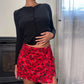 90s Red Floral Rom com Mini Skirt (XS)