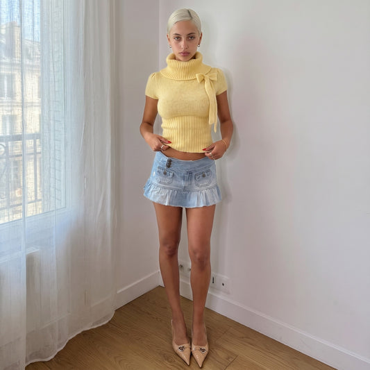Vintage Light Wash Denim Mini Skirt (S)