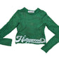 Vintage 00s green euro graphic fishnet long sleeve (XS/S)