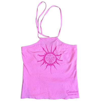 Vintage 00s pink sun graphic halter tank (XS/S)