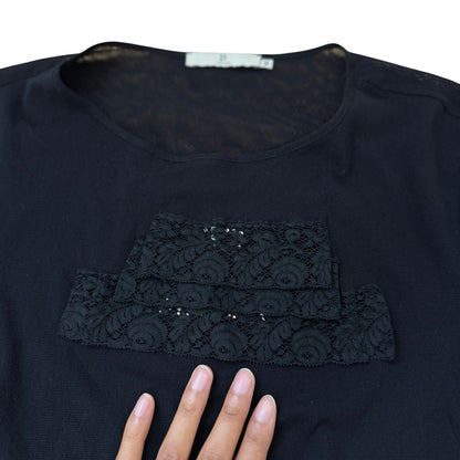 Vintage Euro Lace-Embellished Mesh Top - Japan Collection (S/M)