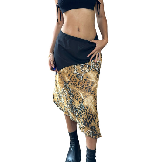 90s mesh cheetah print midi skirt (XS/M)