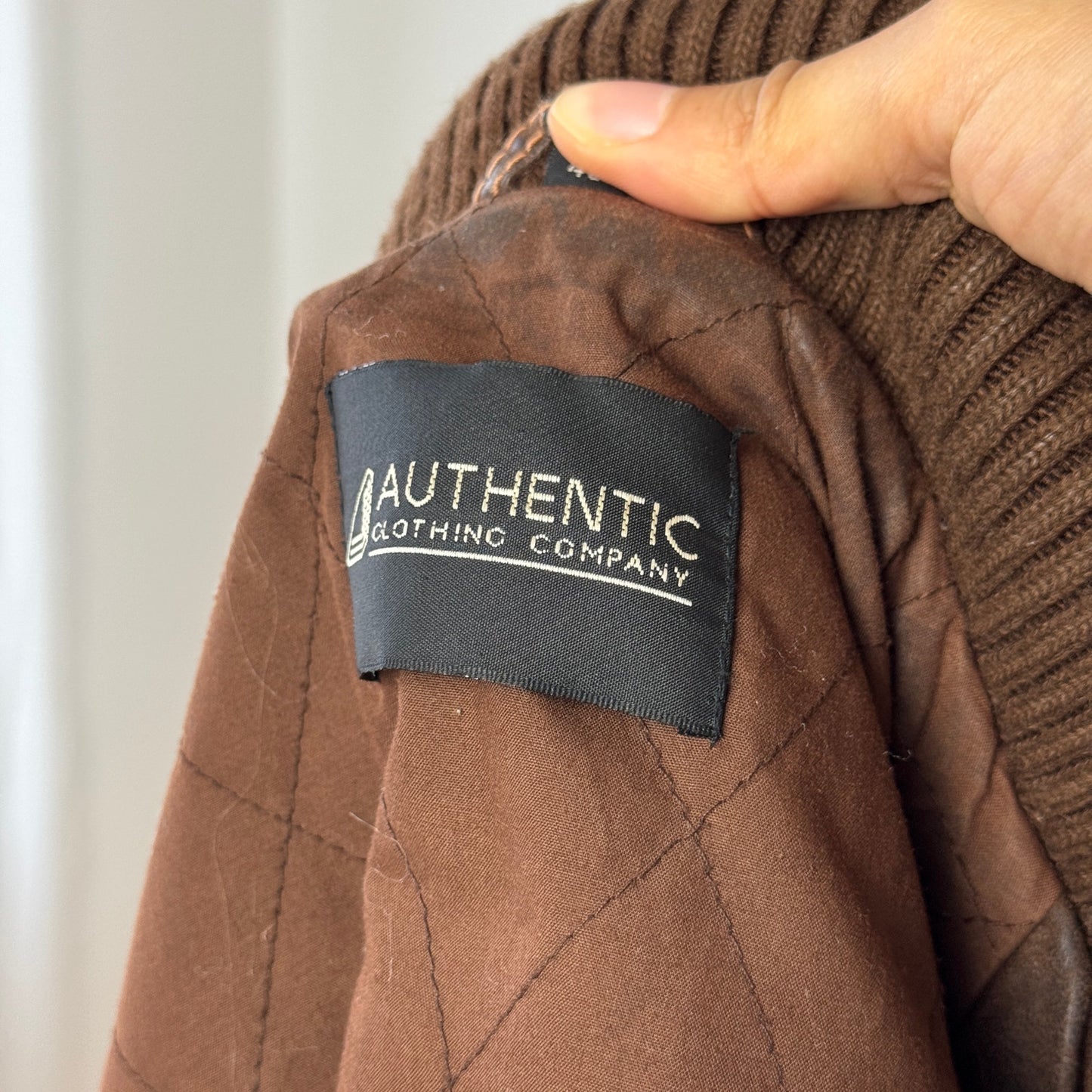 Vintage Brown Genuine Leather Coat Button Front Tailored 90s (S)