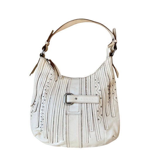 Vintage Sisley ivory stitched leather shoulder bag