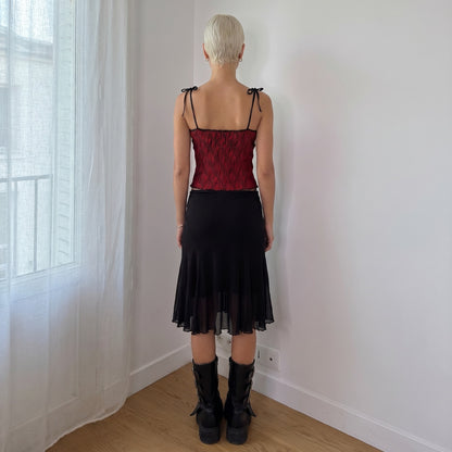 Vintage Italian Red Black Zebra Mesh Cami Top (S)