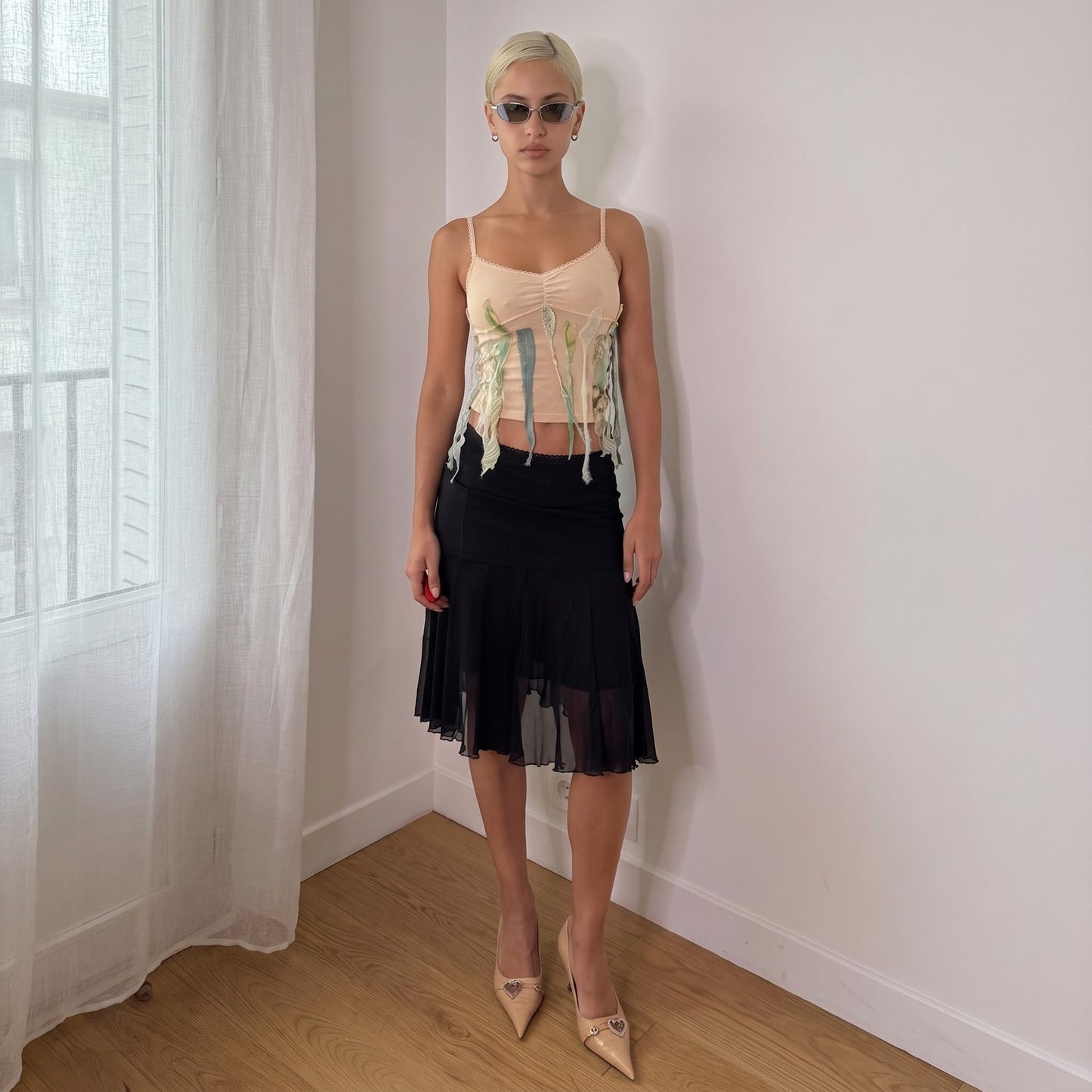 Vintage Cream Patchwork Ribbon Cami Top Liu Jo (S)