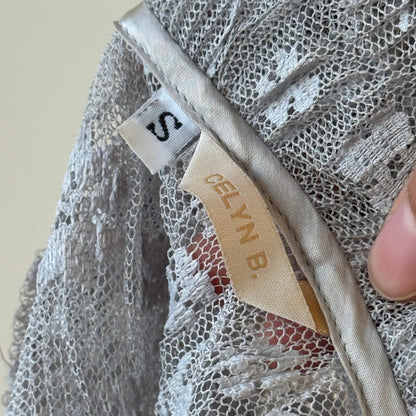 Vintage Italian sheer lace short-sleeve cardigan top (Small)