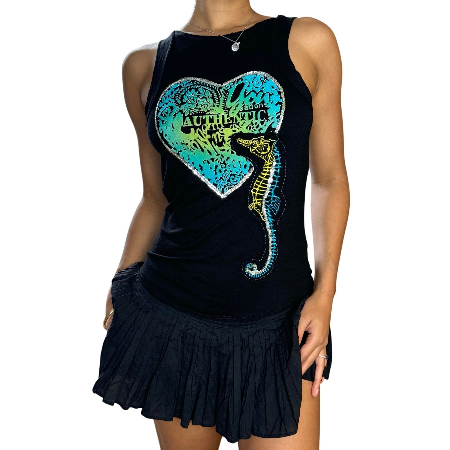 Vintage Graphic Baby Tank with Sequin (S)