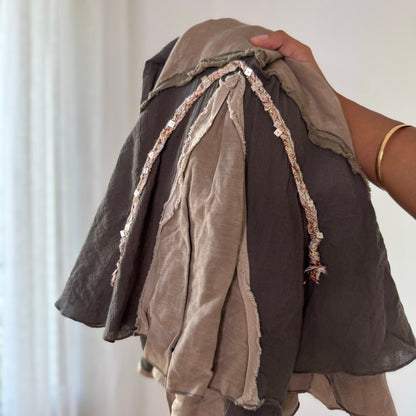Vintage Italian Taupe Panelled Maxi Skirt (S)