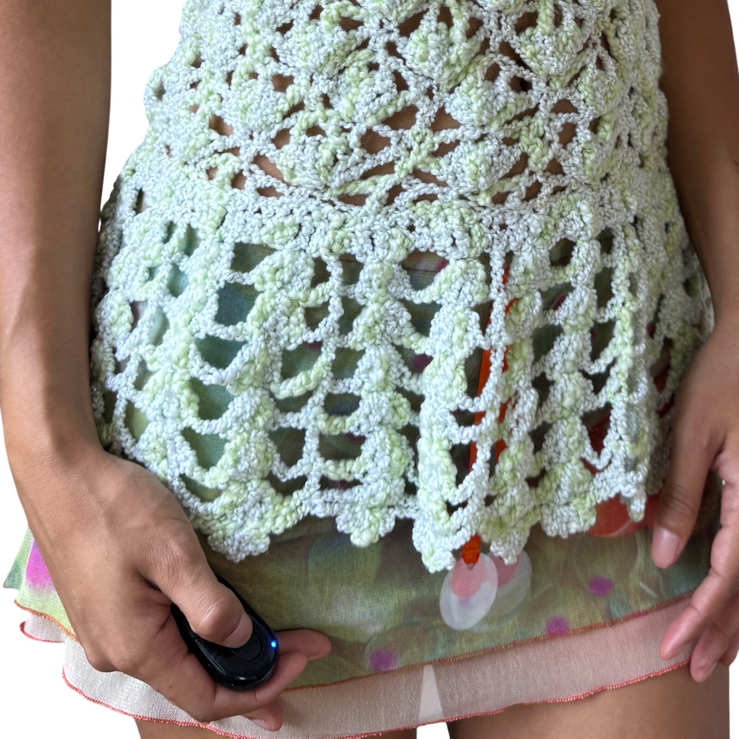 Vintage Mint Green Crochet Buckle Strap Tank Top Euro Y2K (S/M)