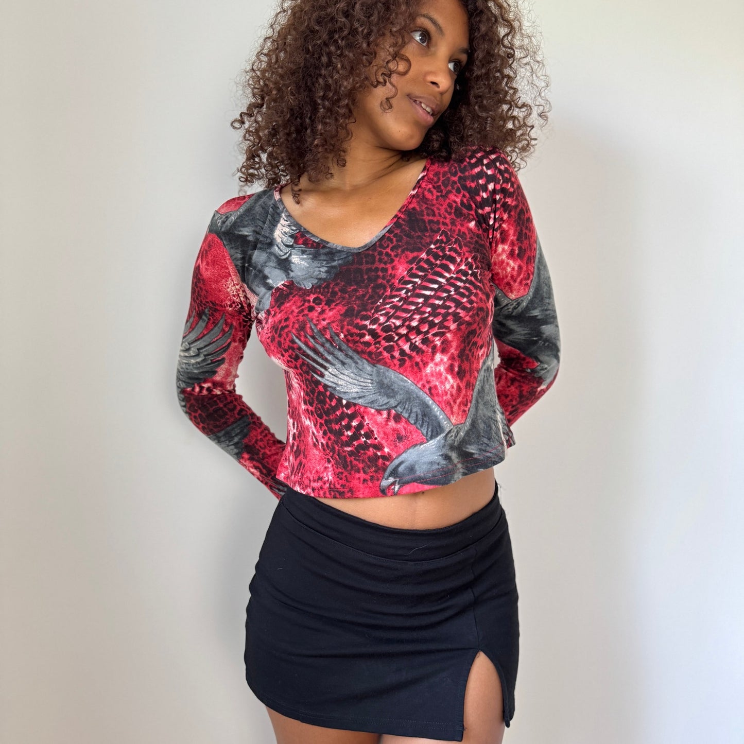 Vintage Italian Graphic Slinky Top (M)