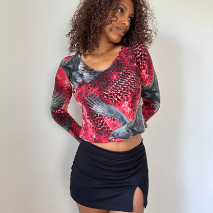 Vintage Italian Graphic Slinky Top (M)