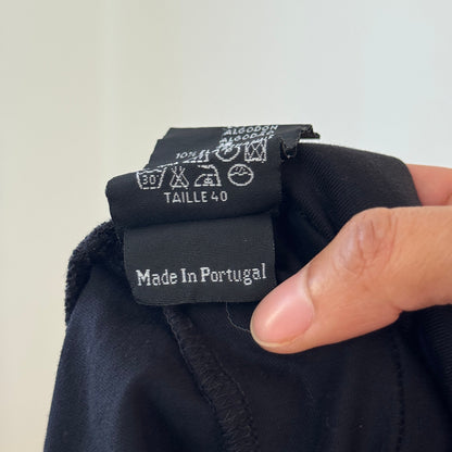 Vintage Cop Copine Euro Y2K Black Ruffle Panel Midi Skirt (Small)