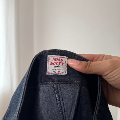 Vintage Miss Sixty Dark Wash Low Rise Flare Jeans Deadstock Made in Italy (XS/S)