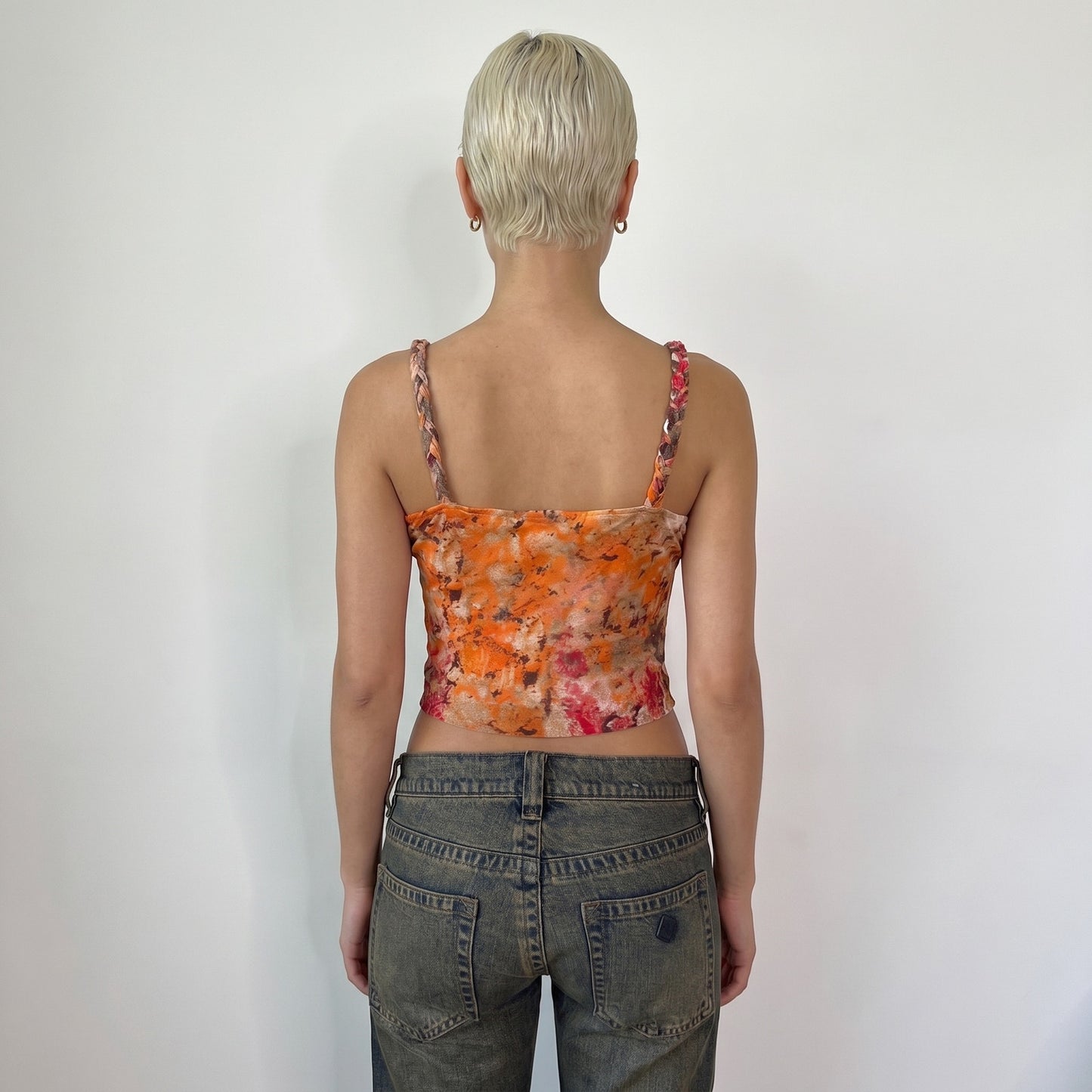 Vintage Abstract Print Mesh Cami Double Layered Roberta Scarpa Italy Y2K (S) ⠀