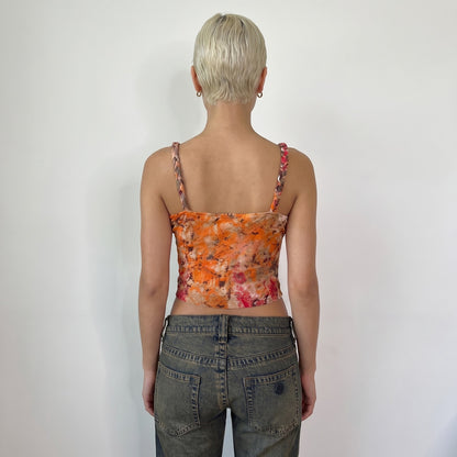 Vintage Abstract Print Mesh Cami Double Layered Roberta Scarpa Italy Y2K (S) ⠀