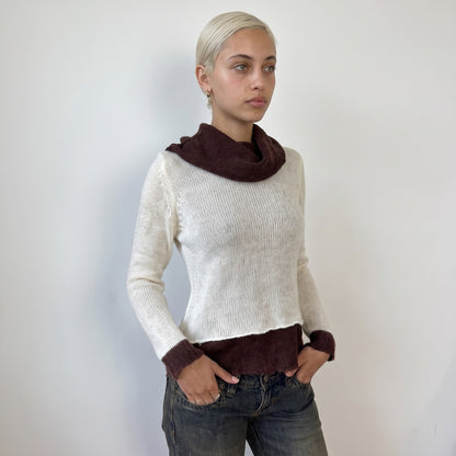 Vintage Italian Layered Knit Cowl Sweater (S)