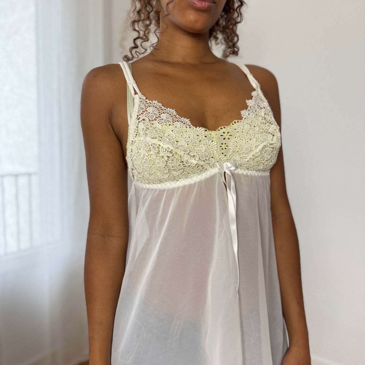 Vintage Italian ivory lace babydoll cami (Small)
