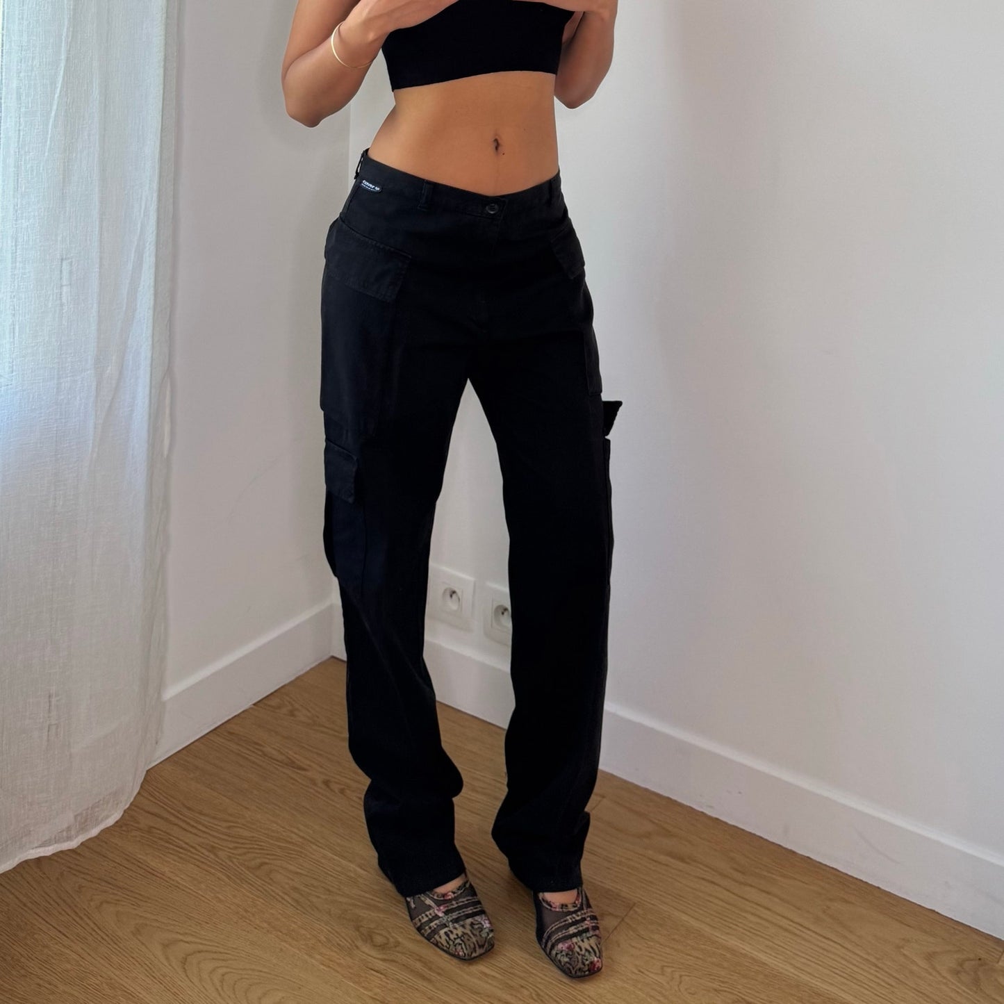 Vintage Black Low Rise Cargo Utility Pants Euro Y2K (S)