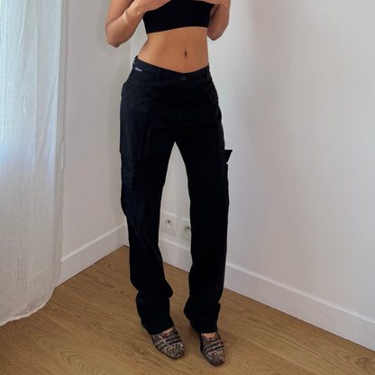 Vintage Black Low Rise Cargo Utility Pants Euro Y2K (S)